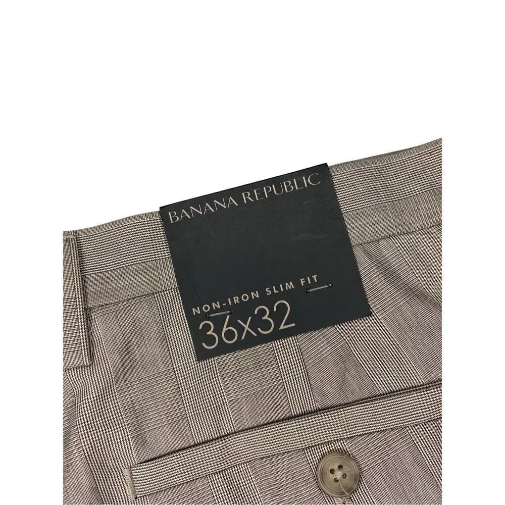 NWT Banana Republic Non-Iron tan cotton Slim Fit pants - 36x32